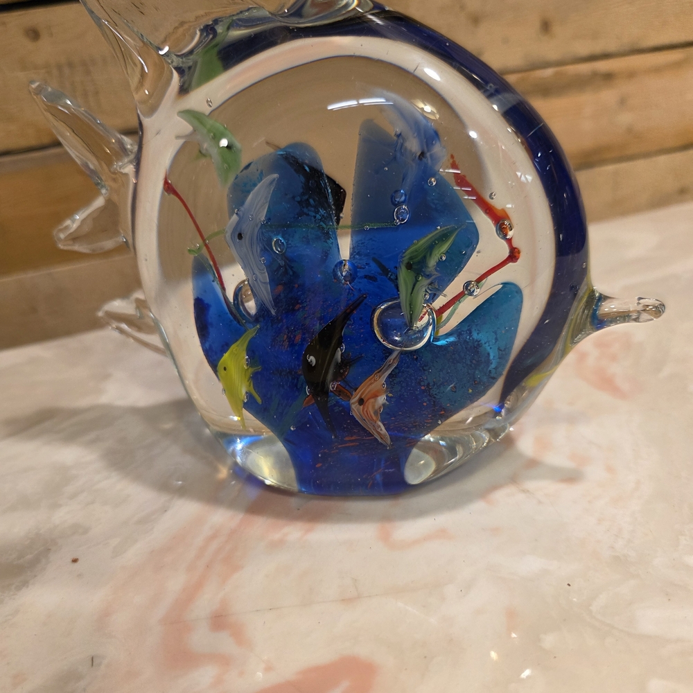Vintage Murano art glass aquarium paperweight